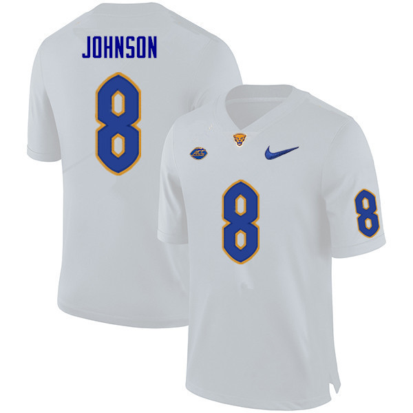 Men #8 Karter Johnson Pitt Panthers College Football Jerseys Sale-White